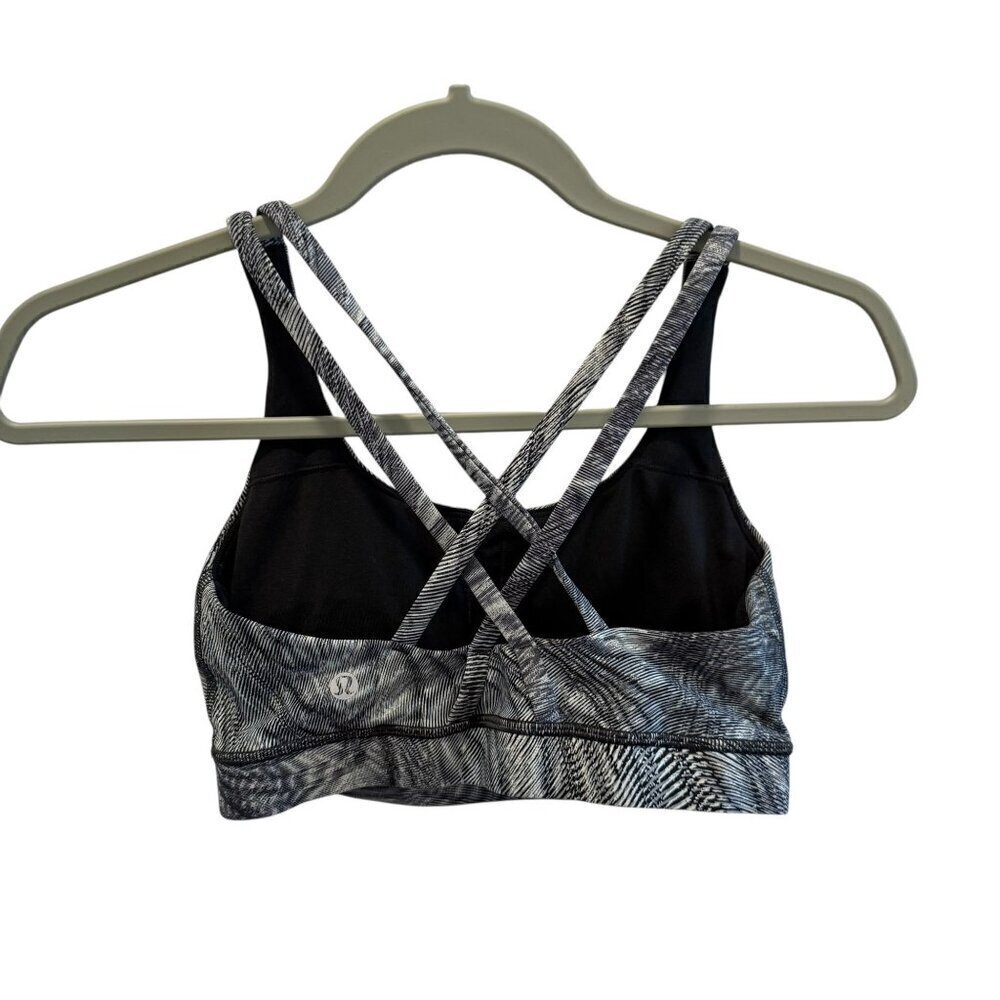 Lululemon Womens Size 6 Energy Stappy Sports Bra Black & White Abstract - Picture 3 of 6